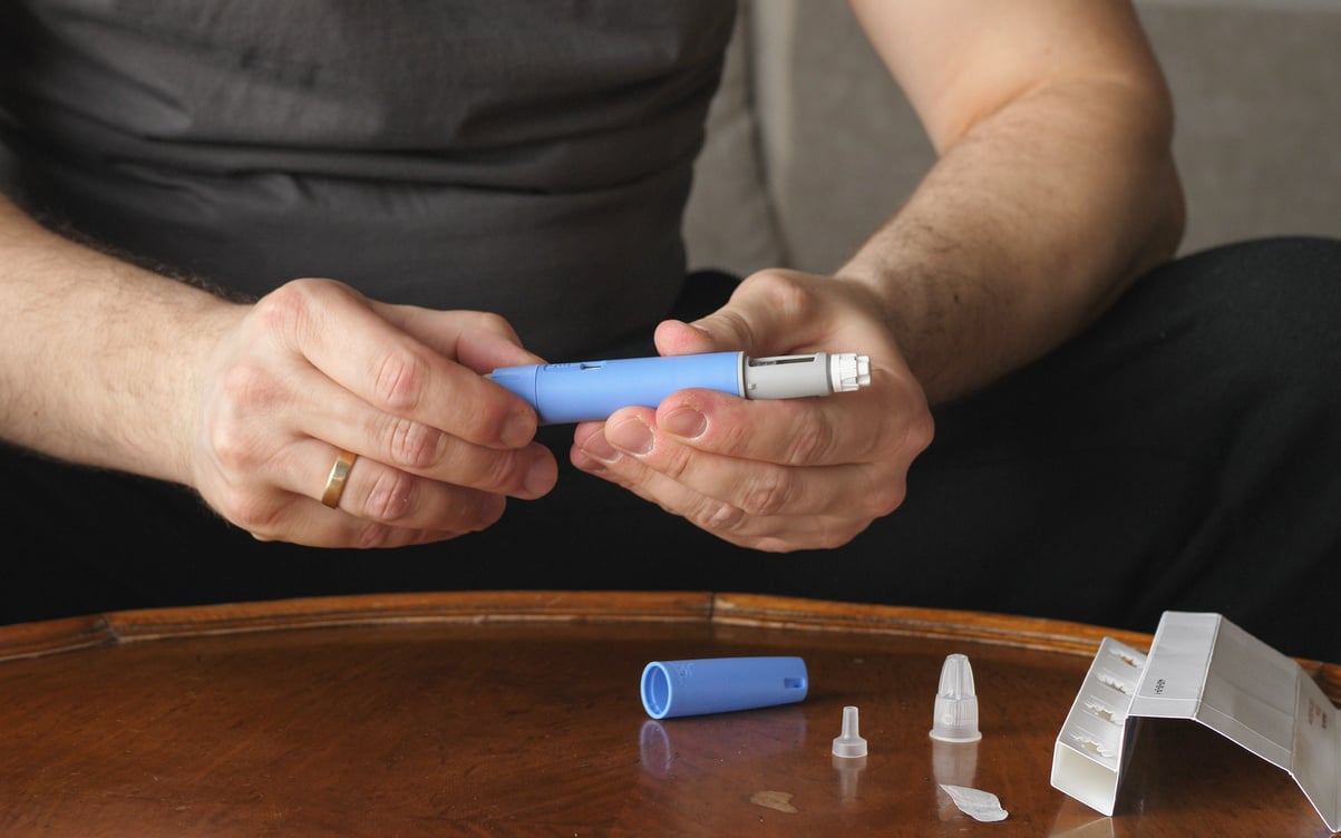 Man Preparing Semaglutide Ozempic Injection Control Blood Sugar Levels